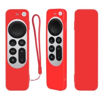 Red Silicone Case with Rope for Apple TV 4K 4th Siri Remote - 1