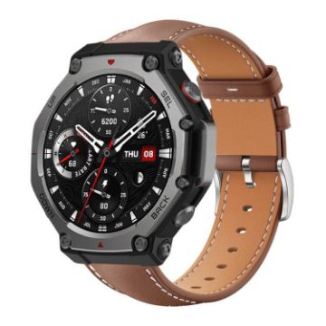 Amazfit T-Rex 3 Black Shark Leather Watch Band 22mm (Coffee) - 1