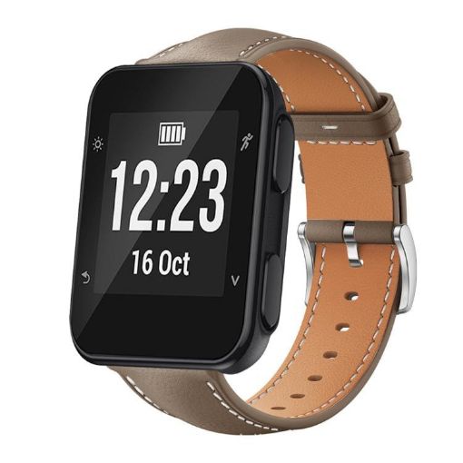 Garmin Forerunner 35/30/35j Black Fine Leather Watch Band 20mm - 1