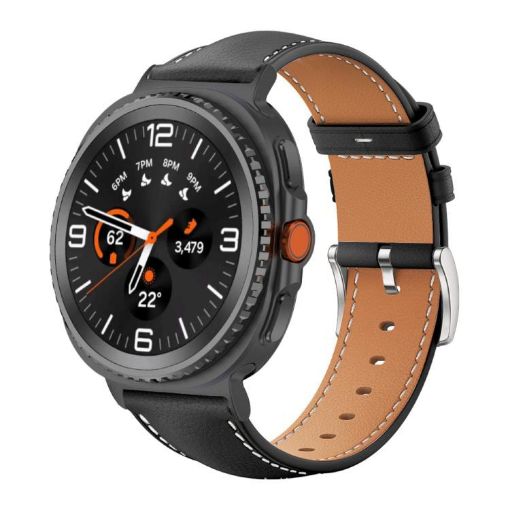 Samsung Galaxy Watch8 Black Leather 20mm Watch Band - 1