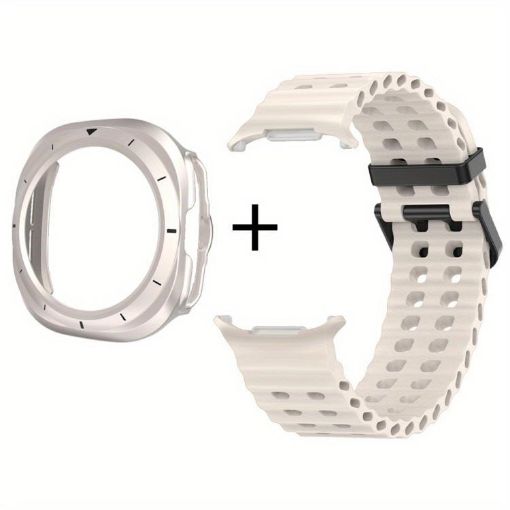 Samsung Galaxy Watch Ultra 47mm White Silicone Band with TPU Case - 1