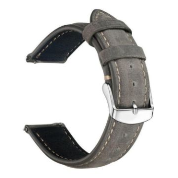 22mm Grey Retro Crazy Horse Leather Watch Band by xDfind - 1