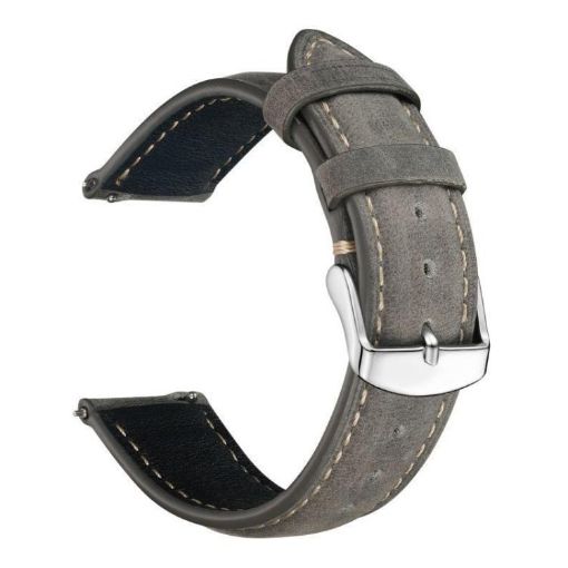 22mm Grey Retro Crazy Horse Leather Watch Band by xDfind - 1