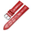 14mm Bamboo Texture Leather Watch Band, Red, Pin Buckle - 1