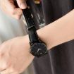 14mm Bamboo Texture Leather Watch Band, Red, Pin Buckle - 6