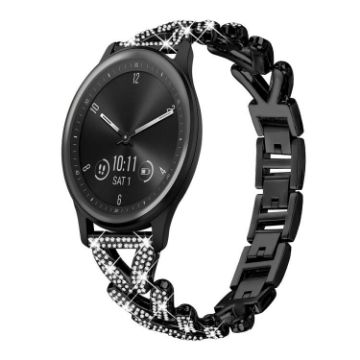 20mm Garmin Vivomove Sport/Vivoactive5/3 Diamond Metal Band (Black) - 1