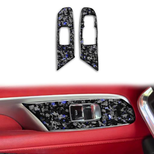 2pcs Gold Foil Carbon Fiber Window Sticker for Corvette C8 (Blue) - 1