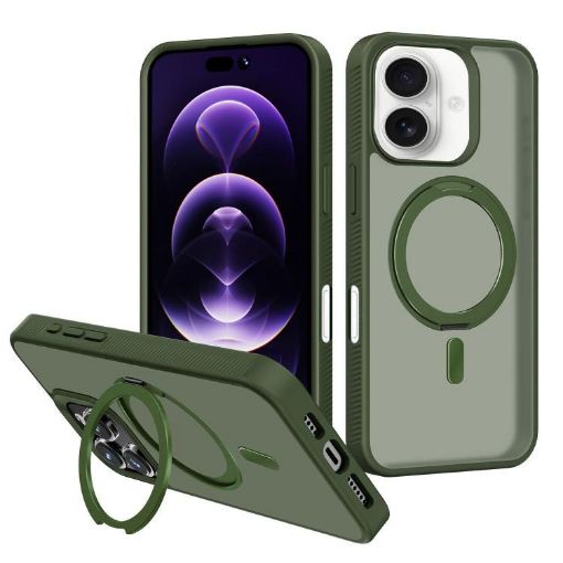 iPhone 16 Plus Kalebol MagSafe Rotating Holder Case (Deep Green) - 1
