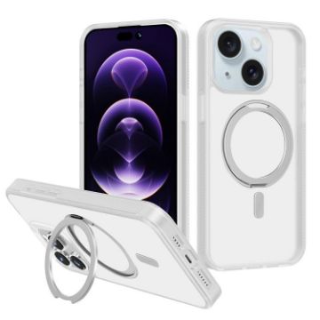 iPhone 14 Plus Kalebol MagSafe Rotating Holder PC TPU Case (White) - 1