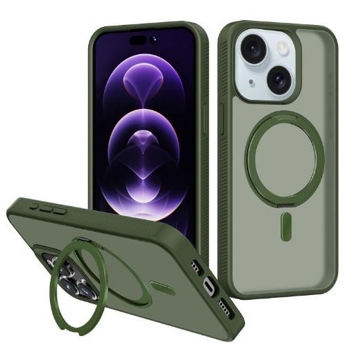 iPhone 14 Plus Kalebol MagSafe PC TPU Case with Rotating Holder - 1