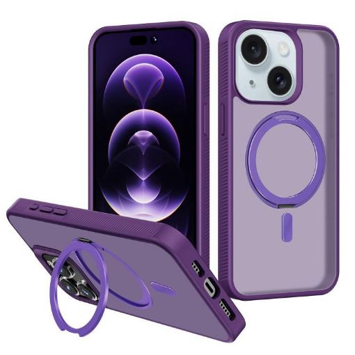 iPhone 14 Plus MagSafe PC Hybrid TPU Case - Deep Purple Holder - 1