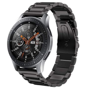 Black 24mm Titanium Alloy Watch Band with Three Beads Flat Buckle - 1