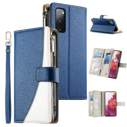 Galaxy S20 FE Leather Wallet Case with Strap - Dark Blue - 1