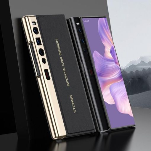 Huawei Mate Xs 2 GKK Electroplated Leather Flip Case (Black) - 1