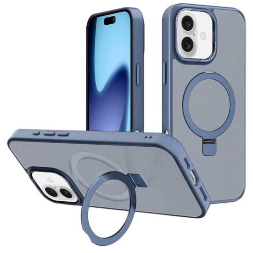 iPhone 17 Kalebol Metal Lens Frame MagSafe Holder Case (Blue) - 1
