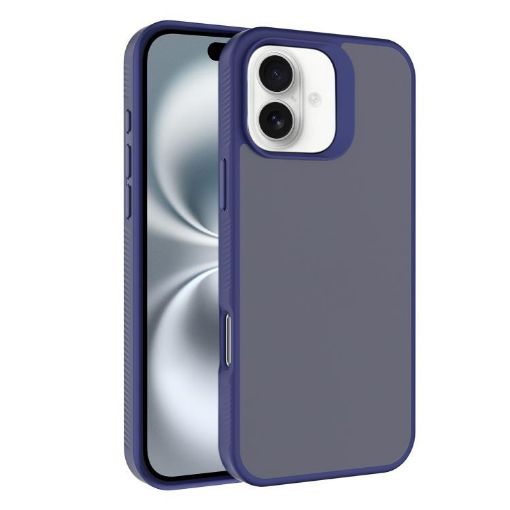 For iPhone 16 Kalebol Blue Frosted PC Hybrid TPU Case - 1