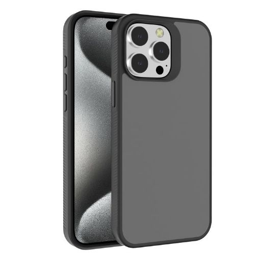 Kalebol Frosted PC Hybrid TPU Phone Case for iPhone 15 Pro Max (Black) - 1