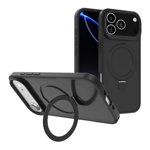 iPhone 17 Pro Black Frosted MagSafe Holder PC Case - 1