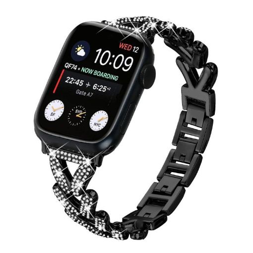 Black Diamond Metal Watch Band for Apple Watch 42-49mm - 1