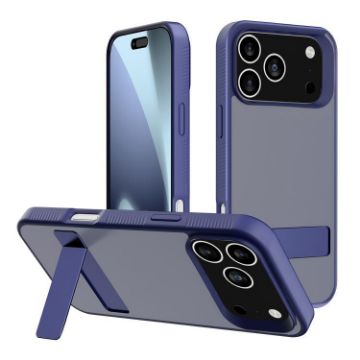 iPhone 17 Pro Kalebol Blue Frosted Holder Hybrid Phone Case - 1