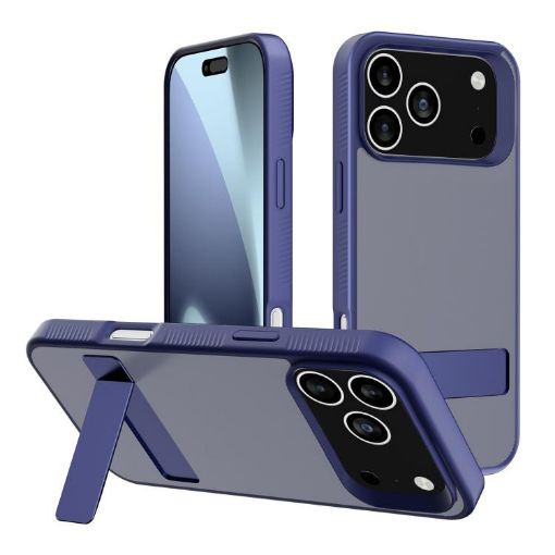 iPhone 17 Pro Kalebol Blue Frosted Holder Hybrid Phone Case - 1