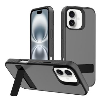 iPhone 16 Plus Kalebol Frosted Black Holder Hybrid Case - 1
