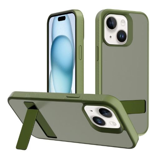 iPhone 15 Kalebol Frosted Deep Green Hybrid TPU Phone Case - 1