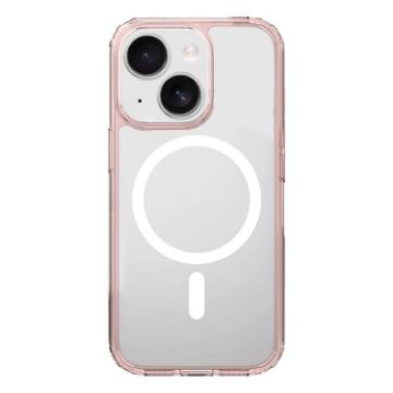 iPhone 15 Clear MagSafe Shockproof Case Pink - Kalebol Hybrid TPU - 1
