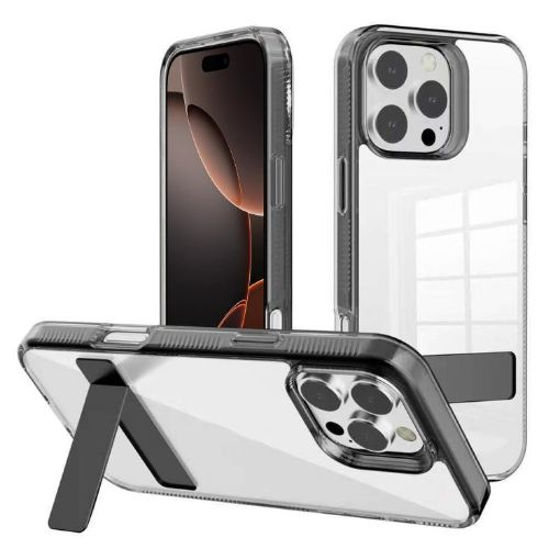 iPhone 16 Pro Black Acrylic TPU Case - Kalebol Holder Clear - 1