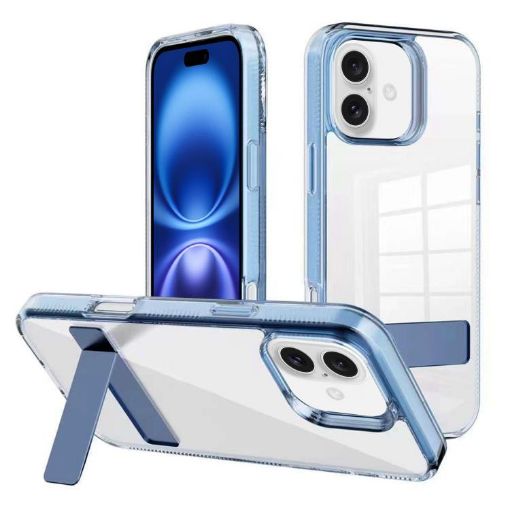 iPhone 16 Kalebol Clear Acrylic TPU Phone Case (Blue) - 1