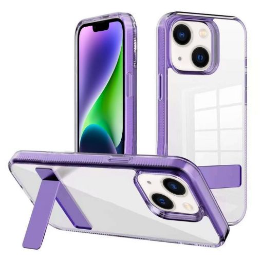 iPhone 14 Plus Kalebol Clear Acrylic TPU Case (Purple Holder) - 1