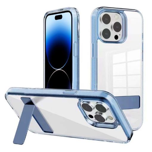 iPhone 14 Pro Kalebol Holder Clear Acrylic TPU Case (Blue) - 1