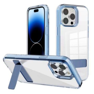 iPhone 14 Pro Max Clear Acrylic TPU Case (Blue) Kalebol Holder - 1