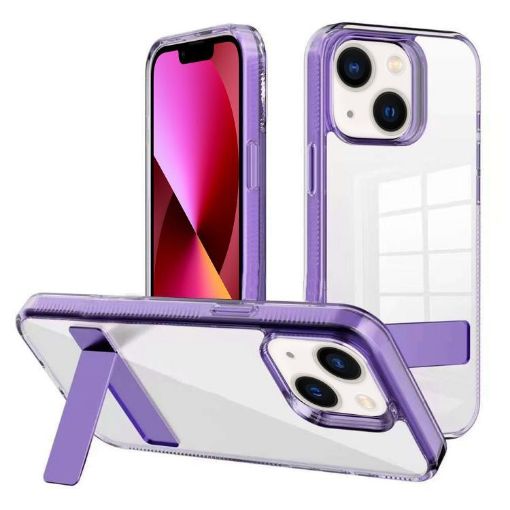 iPhone 13 Kalebol Holder Clear Acrylic TPU Case (Purple) - 1