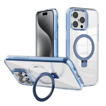 MagSafe Holder Clear TPU Case for iPhone 15 Pro (Blue) - 1