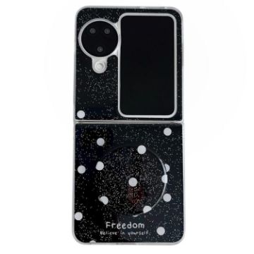 OPPO Find N2 Flip Black Glitter Phone Case with Holder - 1