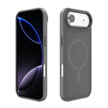 iPhone 17 Air Grey Metal Lens Frame MagSafe Frosted PC Case - 1