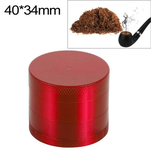 Red 40mm Zinc Alloy Herb Tobacco Grinder - Mini 4-Layer - 1