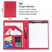 Red Leather Document Folder with A4 Notepad & Calculator - 4