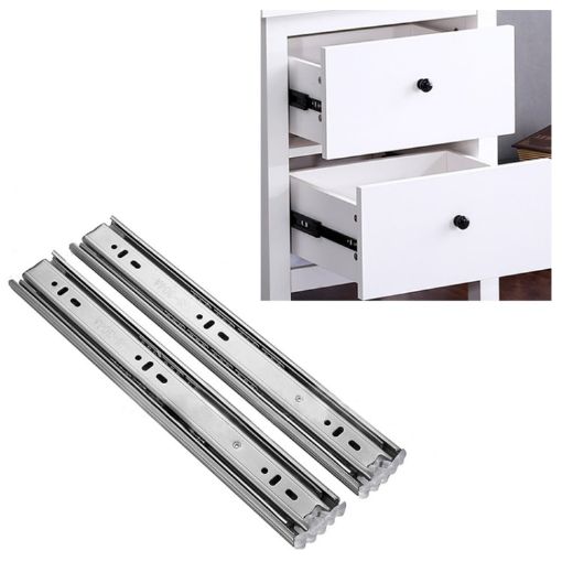 14" Mute Stainless Steel 3-Section Ball Drawer Slides, 35cm Length - 1