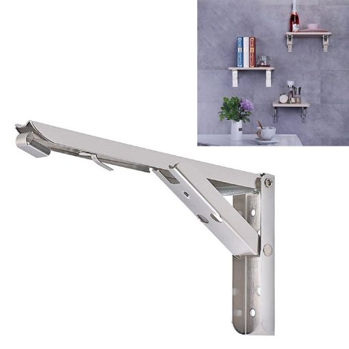 12" Foldable Wall-Mounted Stainless Steel Storage Shelf - 1