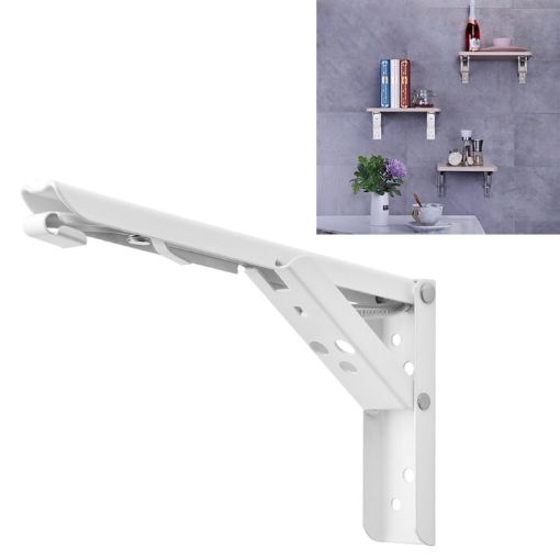 Wall-mounted 14" Foldable Spring Shelf for Dining Table Storage - 1
