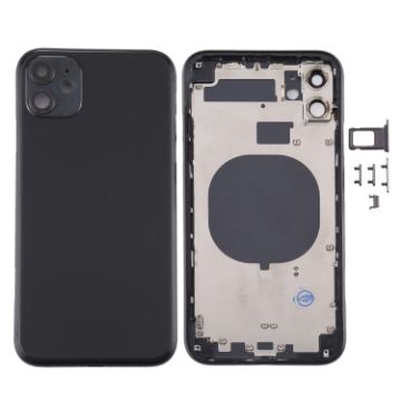 iPhone 11 Black Back Housing with SIM Tray & Camera Lens - 1
