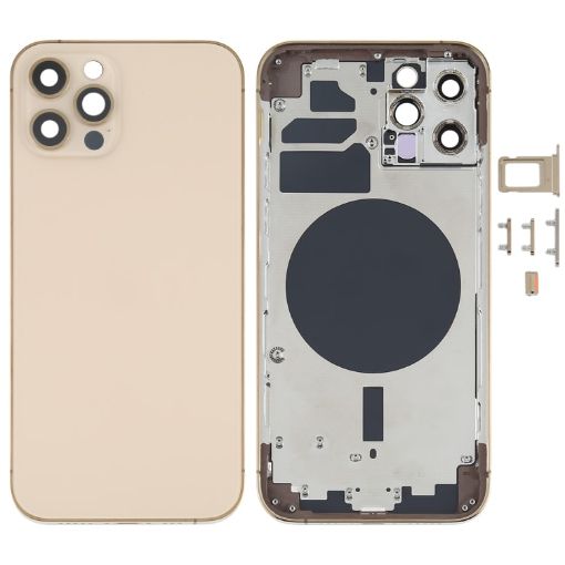 Gold Back Housing Cover with SIM Tray & Keys for iPhone 12 Pro - 1