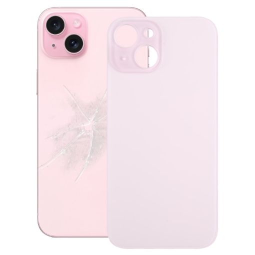 iPhone 15 Pink Glass Back Cover with Big Camera Hole Replacement - 1