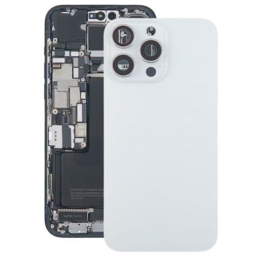 iPhone 15 Pro Max Glass Back Cover with Lens (White) - 1