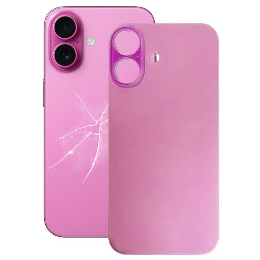 iPhone 16 Pink Glass Back Cover  Easy Replacement, Big Camera Hole - 1