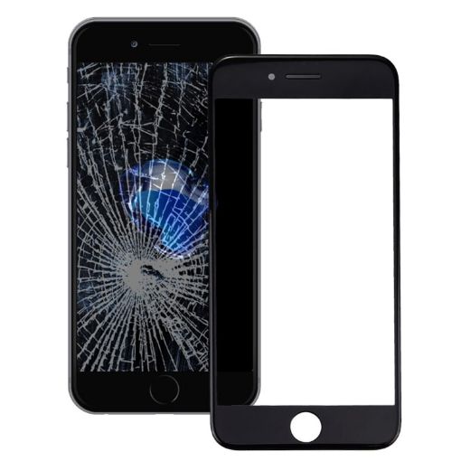 iPhone 7 Black Front Glass Lens with LCD Bezel Frame - 1