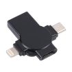 X09 4-in-1 USB to Dual 8 Pin + USB-C OTG Adapter (Black) - 4