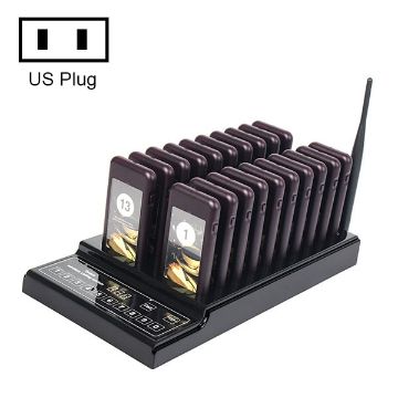Restaurant Wireless Paging System with 20 Coaster Pagers, US Plug - 1